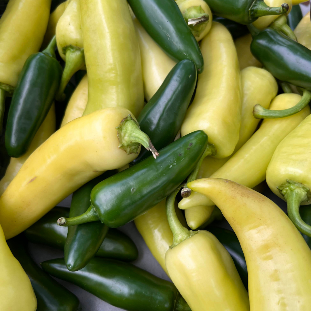 City Fresh Pepper Pack: $20 for a peck of jalapeños, Hungarian wax, or poblano peppers. Generally available July-October.
